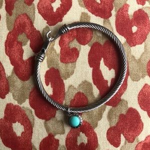 Silver & turquoise cable bracelet
